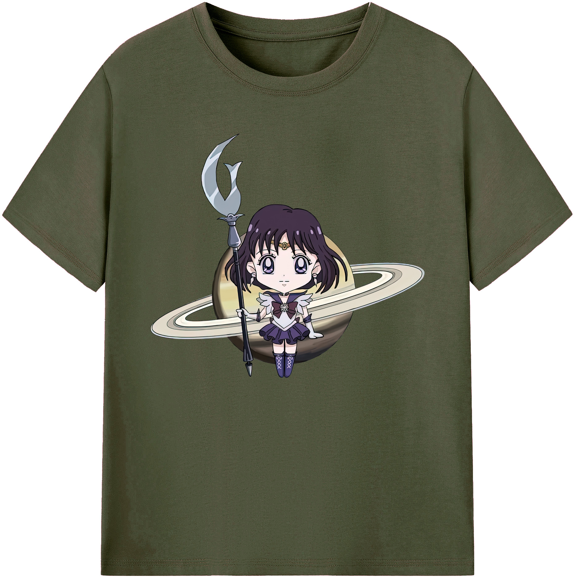 （画像用） 美少女戦士セーラームーン 土萠ほたる Sailor Moon Tomoe Hotaru （セーラーサターン；Sailor Saturn） 綿100％ メンズ半袖Tシャツ｜肌触りやわらか＆通気性